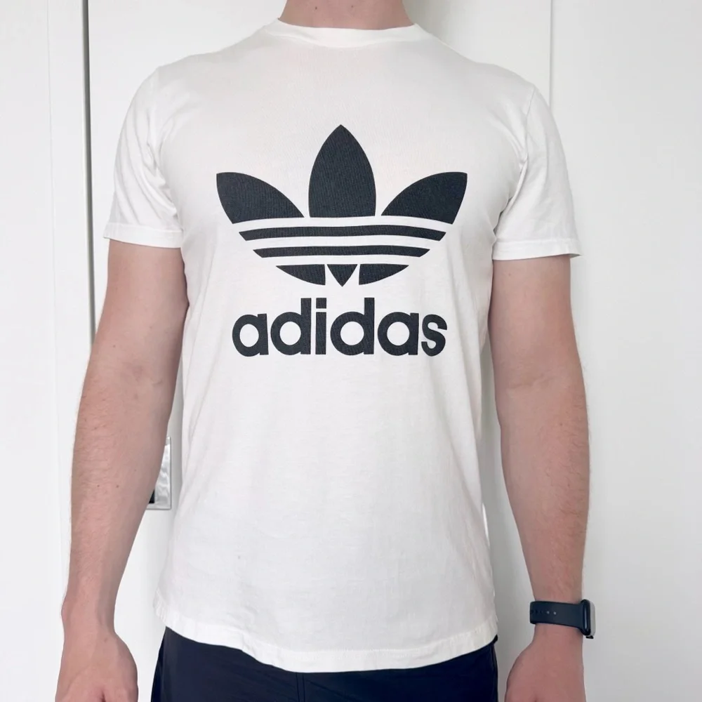 Adidas Originals White Trefoil Short Sleeve T-shirt Classic Y2K Streetwear Logo